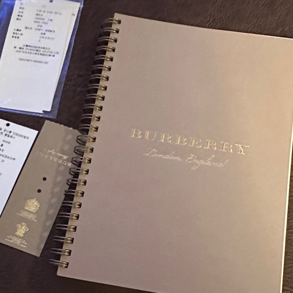 NWT Burberry Tan Spiral 2018 Notebook with Gold Lettering